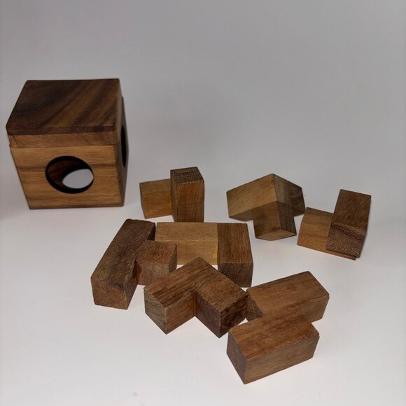 Cube Wood Puzzle Handcrafted - Picture 2 of 8